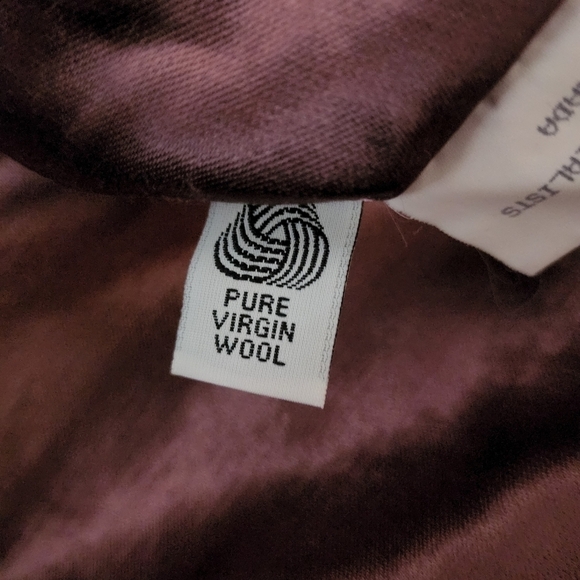 Vintage Albert Nipon Tan 100% Pure Virgin Wool Coat Women's 8 Collared Embroider - Picture 12 of 13